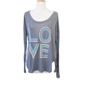 Chaser Neon Rainbow Long Sleeve Lightweight Oversized Tee Shirt M